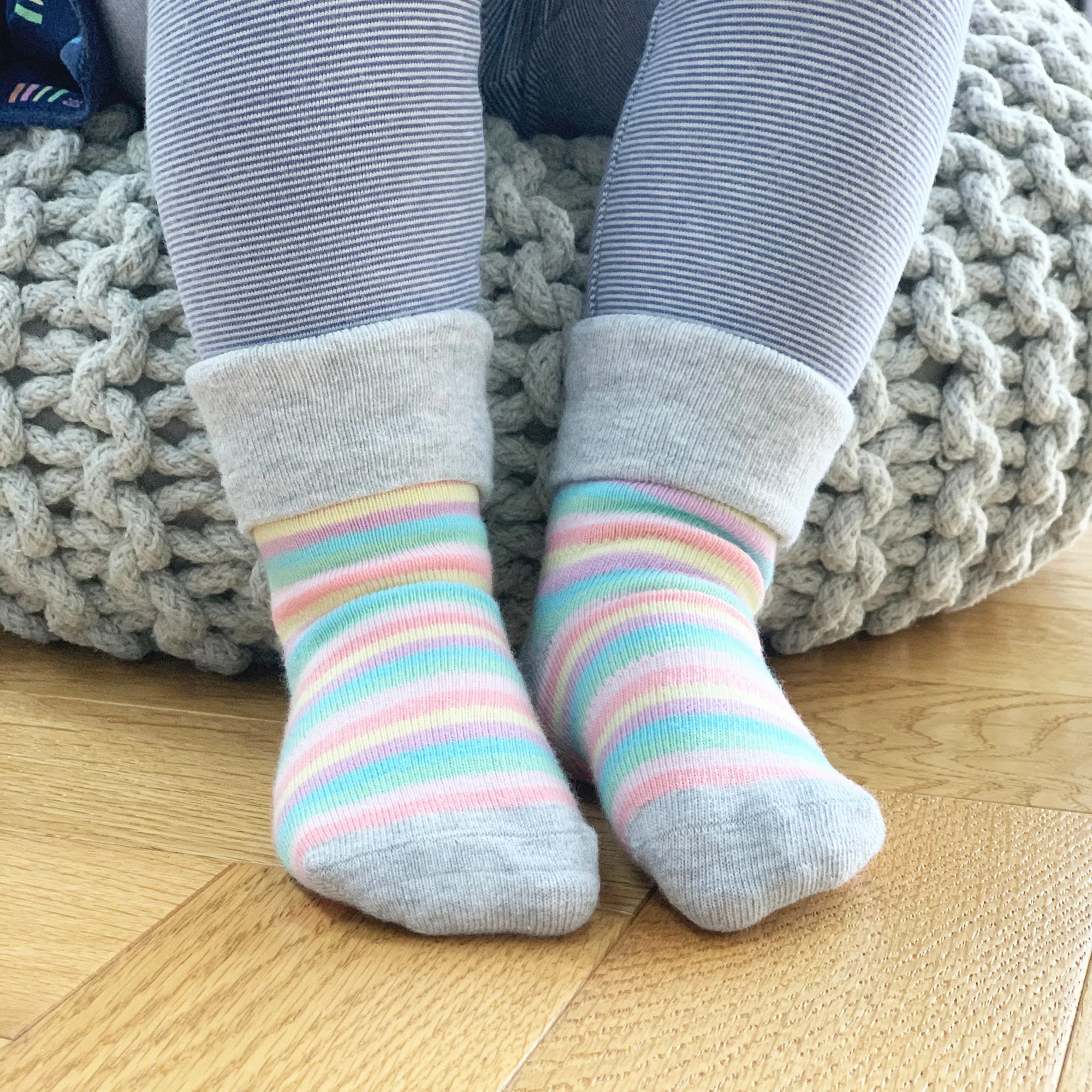 Non-Slip Stay On Socks in Rosey Rainbow