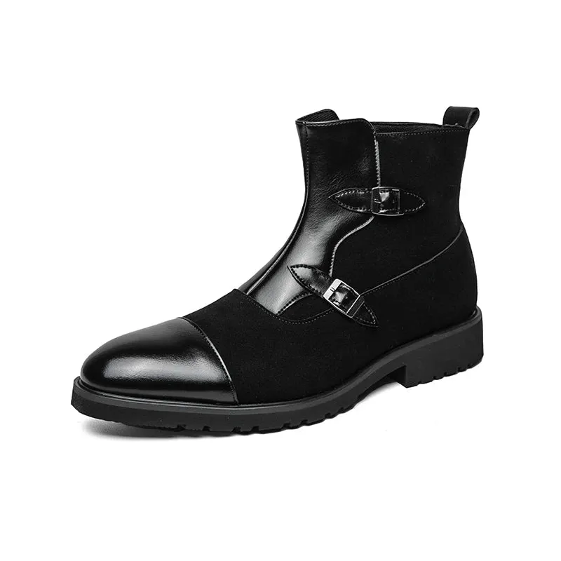 Pointed-Toe Split Leather Chelsea Boots