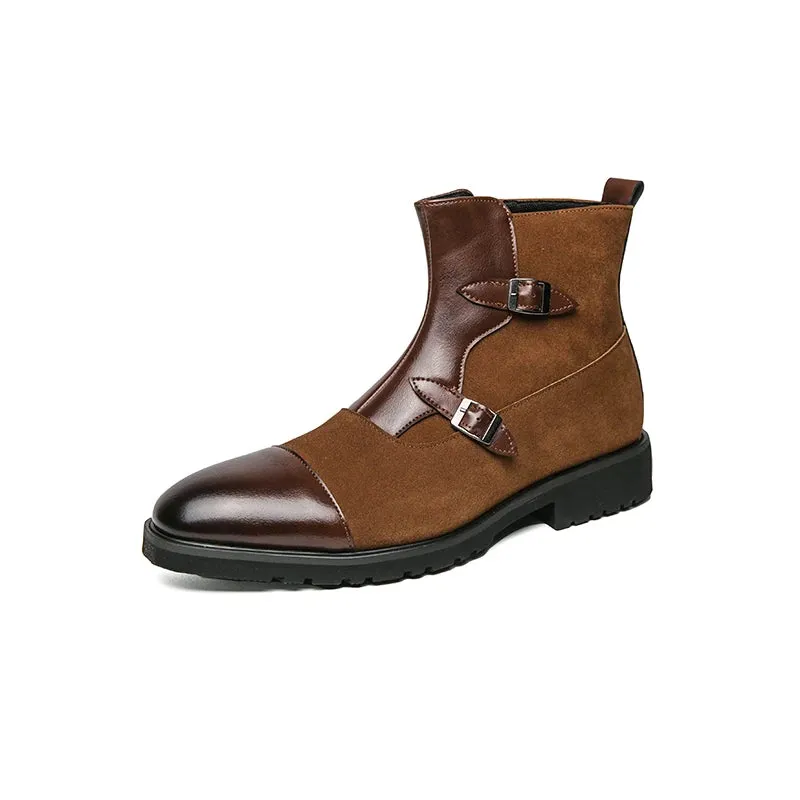 Pointed-Toe Split Leather Chelsea Boots