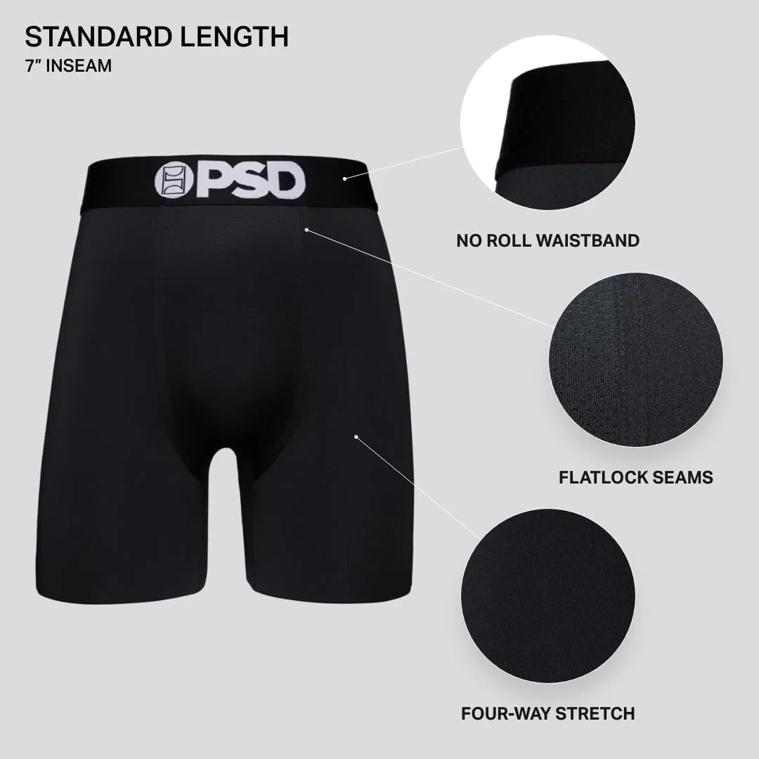 PSD Men's Basic Solid Boxer Briefs - 7 Inch Inseam Breathable and Supportive Men's Underwear with Moisture-Wicking Fabric