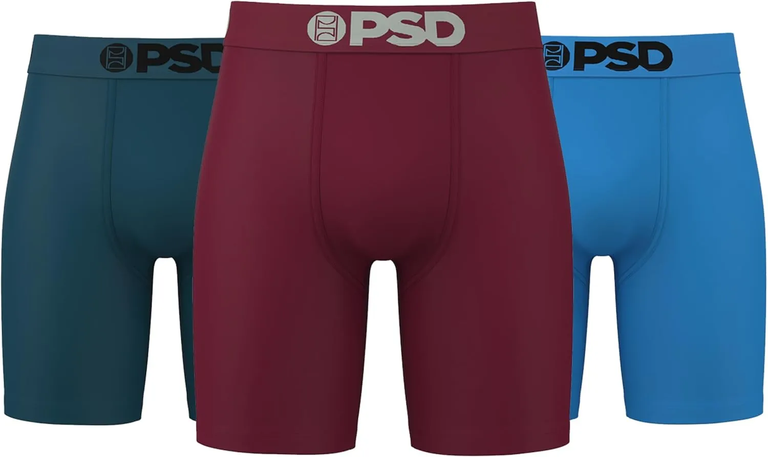 PSD Men's Basic Solid Boxer Briefs - 7 Inch Inseam Breathable and Supportive Men's Underwear with Moisture-Wicking Fabric