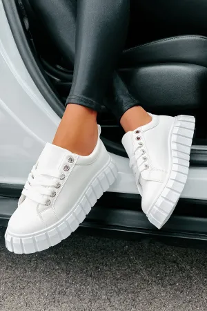 She's On Trend Chunky Lace-Up Sneakers (White)