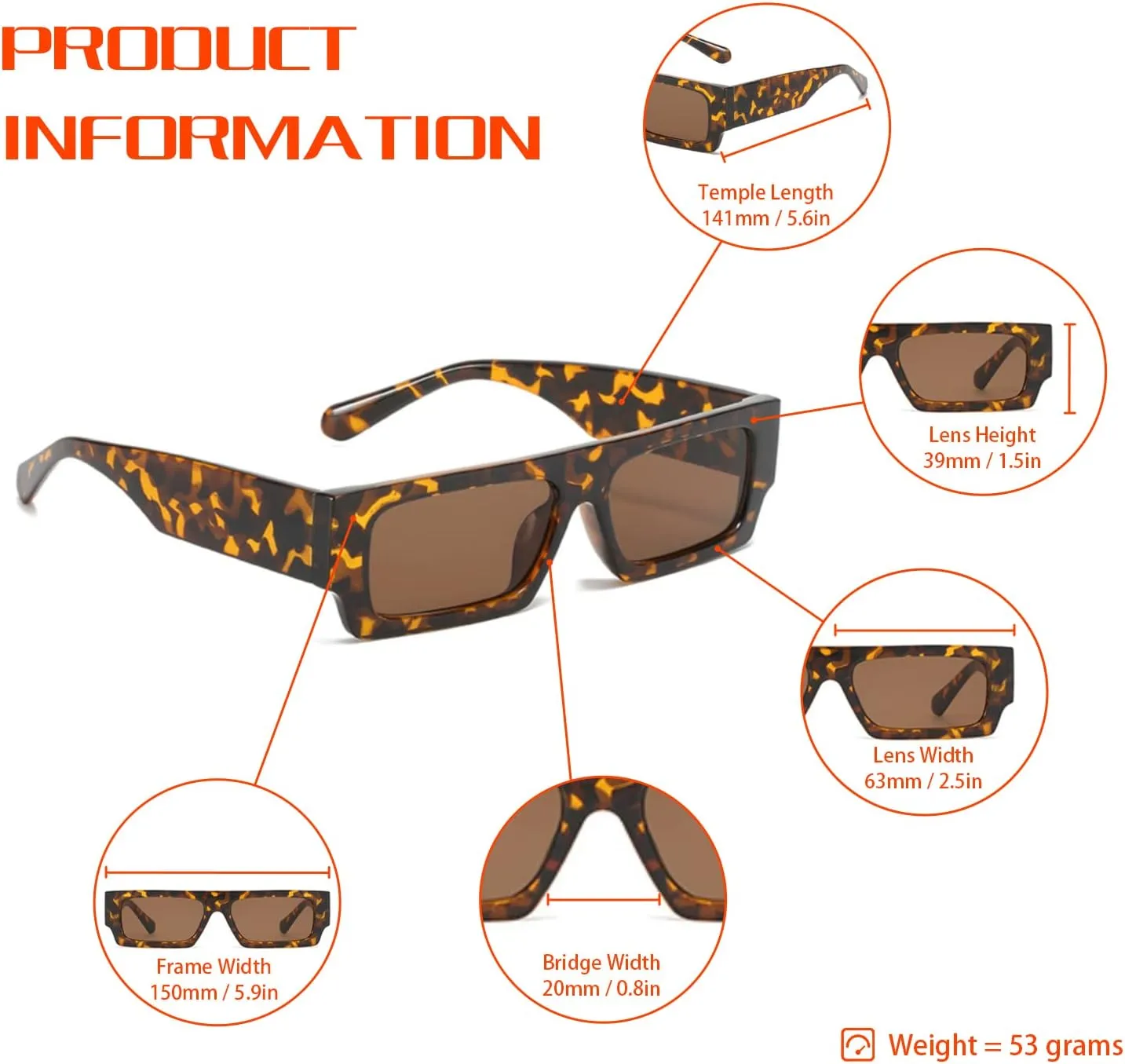 Vintage Rectangle Sunglasses for Men Women 90s Retro Fashion Glasses Square Shades