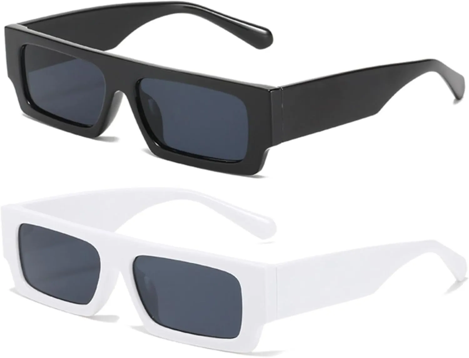 Vintage Rectangle Sunglasses for Men Women 90s Retro Fashion Glasses Square Shades