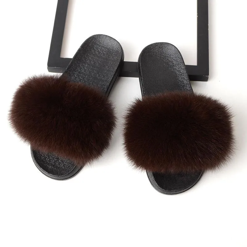 Women Summer Outdoor Slip On Fluffy Slide Sandals