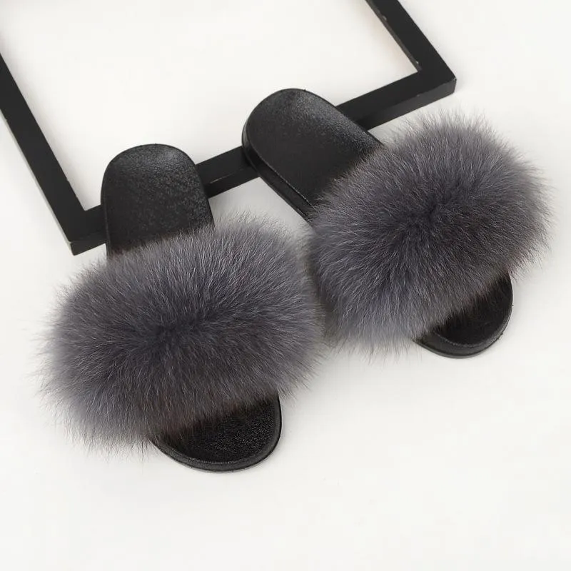 Women Summer Outdoor Slip On Fluffy Slide Sandals