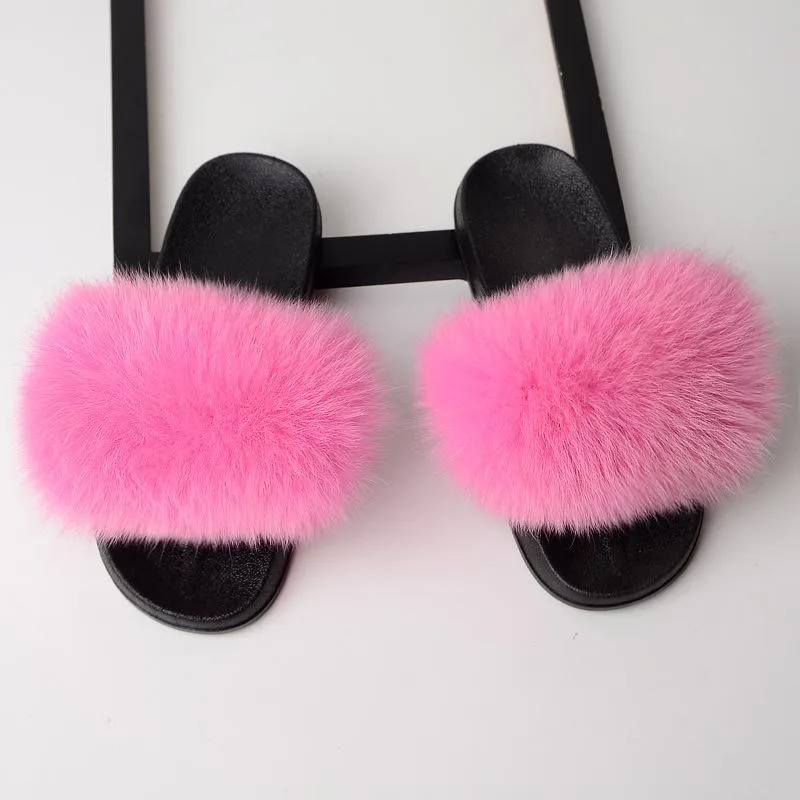 Women Summer Outdoor Slip On Fluffy Slide Sandals