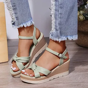 Women's Platform Wedge Sandals with Peep Toe 16194009C