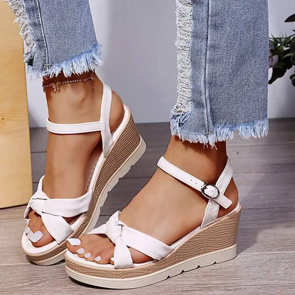 Women's Platform Wedge Sandals with Peep Toe 16194009C